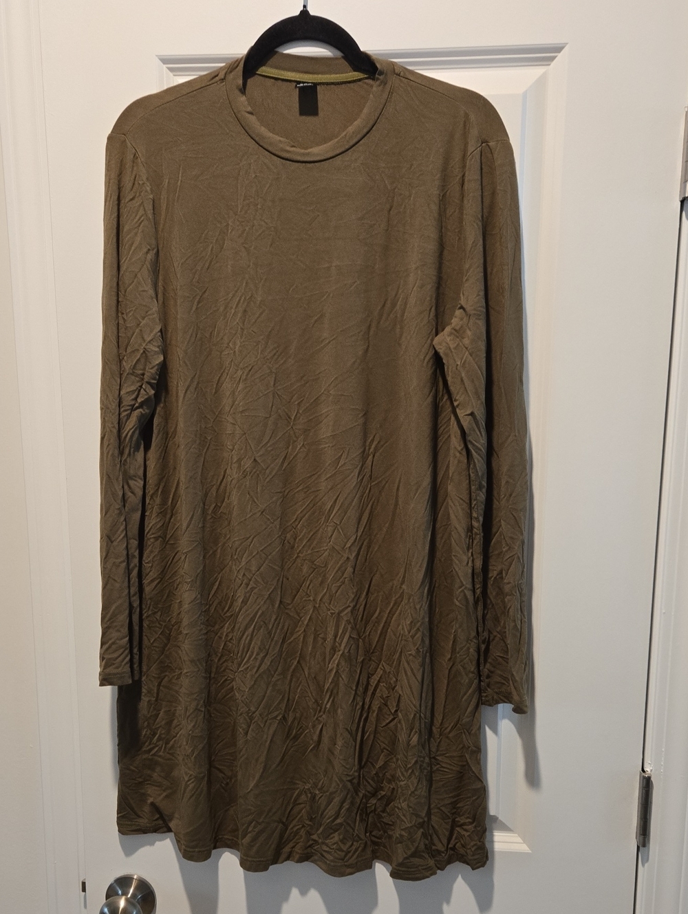 SHEIN Olive Long Sleeve Shift Dress